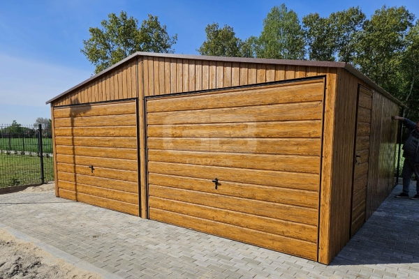 Ogłoszenie - Garaż blaszany 6x6m + wiata 6x1m wolnostojący - drewnopodobny - 2x brama - drzwi - dwuspadowy GB182. Zdjęcie 5