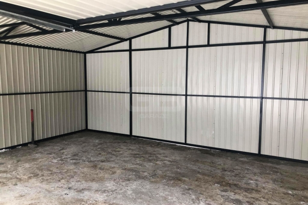 Ogłoszenie - Garaż blaszany 6x6 wolnostojący 2x Brama uchylna - Czarny - Dach dwuspadowy GB191. Zdjęcie 7