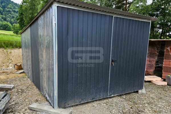 Ogłoszenie - Blaszany garaż 3×5 m II gat – garaż budowlany – wolnostojący – brama – dach spad w tył GB107 OLX. Zdjęcie 1