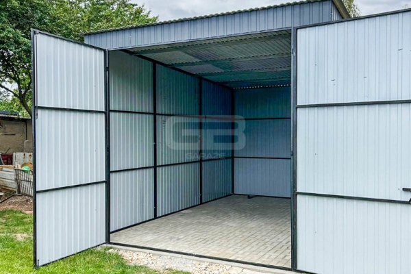 Ogłoszenie - Garaż Blaszany - 4x6m - Brama Dwuskrzydłowa  - Antracyt - Dach spad w tył GB128. Zdjęcie 2
