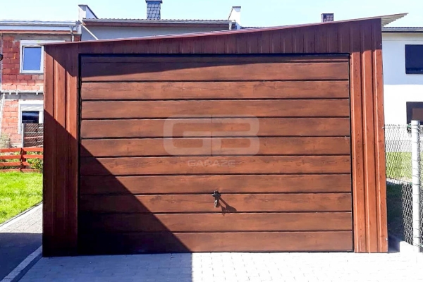 Ogłoszenie - Garaż blaszany 3,5x5 Brama uchylna - kolor drewnopodobny - spad w bok GB131. Zdjęcie 3