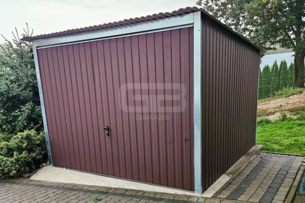 Ogłoszenie - Garaż blaszany 3x4 m - wolnostojący - brama uchylna - ciemny brąz - spad w tył GB134. Zdjęcie 4