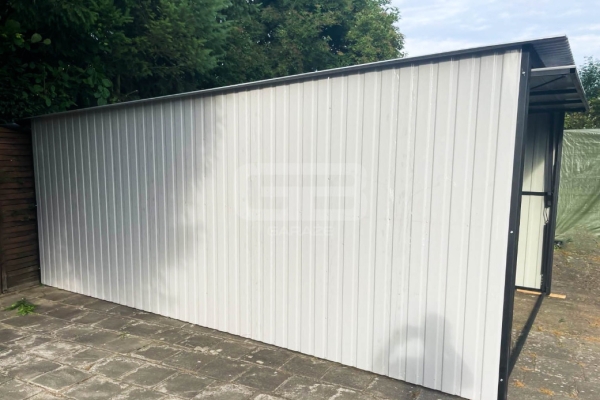 Ogłoszenie - Garaż blaszany 3x5 Brama - Biały  - Dach spad w tył GB138. Zdjęcie 5