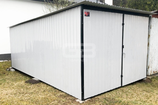 Ogłoszenie - Garaż blaszany 3x5 Brama dwuskrzydłowa Biały  Dach spad w tył GB141. Zdjęcie 2