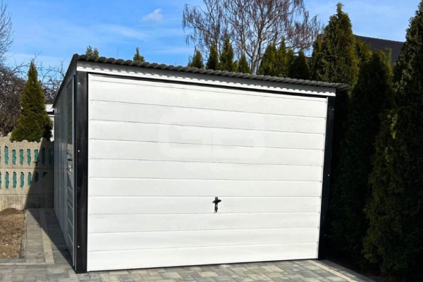 Ogłoszenie - Garaż blaszany 3x5 brama uchylna - drzwi - Biały Dach spad w tył GB141. Zdjęcie 2