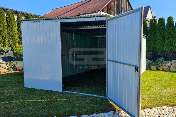 Ogłoszenie - Garaż blaszany 3x5 wolnostojący  - brama dwuskrzdłowa - biały - spad w tył GB143. Zdjęcie 4