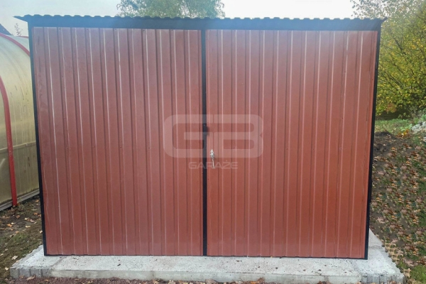 Ogłoszenie - Garaż blaszany 3x5m - Brama dwuskrzydłowa - jasny brąz - rynny - dach spad w tył GB144. Zdjęcie 2