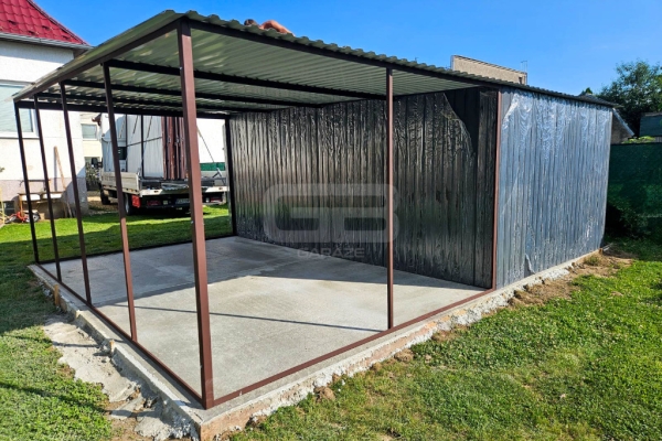 Ogłoszenie - Garaż blaszany 3x5m + wiata 3x5 m - wolnostojący - antracyt - spad w tył GB147. Zdjęcie 4