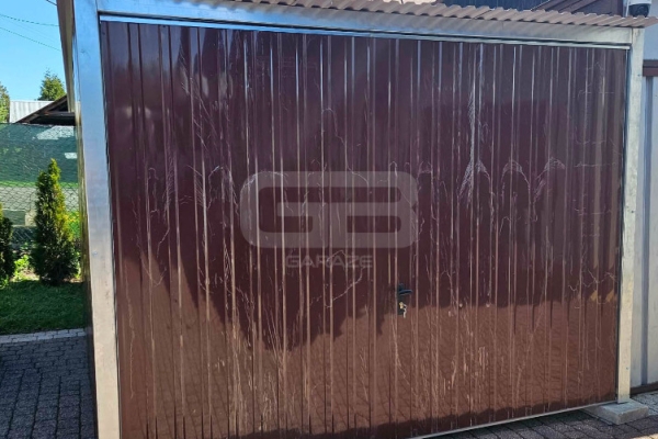 Ogłoszenie - Garaż blaszany 3x5m - wolnostojący - brama uchylna - ciemny brąz - spad w tył GB149. Zdjęcie 2