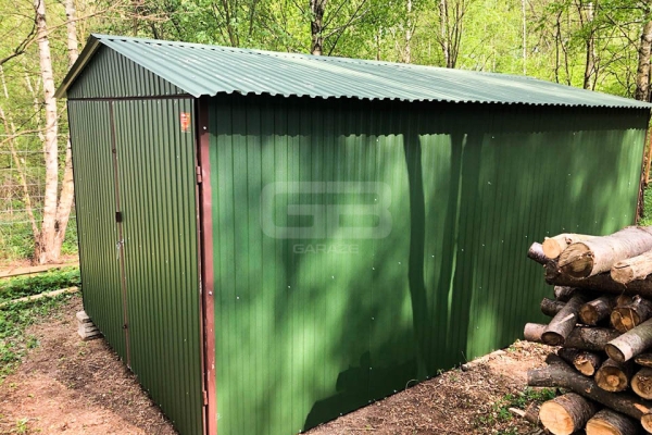 Ogłoszenie - Garaż blaszany 3x6 Brama dwuskrzydłowa Zielony dach dwuspadowy - wolnostojący GB153. Zdjęcie 3