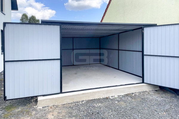 Ogłoszenie - Garaż blaszany 4x5m Brama dwuskrzydłowa - antracyt - dach spad w tył GB163. Zdjęcie 3