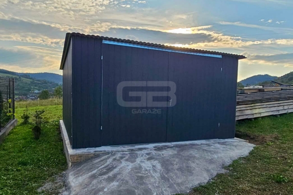 Ogłoszenie - Garaż blaszany 4x5m - wolnostojący - brama dwuskrzydłowa - antracyt - spad w tył GB164. Zdjęcie 3