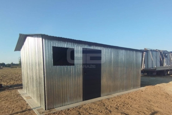 Ogłoszenie - Garaż blaszany 4x6 Brama + drzwi + otwór na okno - ocynk - dwuspad pod ocieplenie GB166. Zdjęcie 4