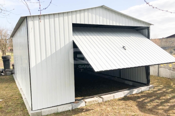 Ogłoszenie - Garaż blaszany 4x6 Brama uchylna Biały - wolnostojący GB169. Zdjęcie 2