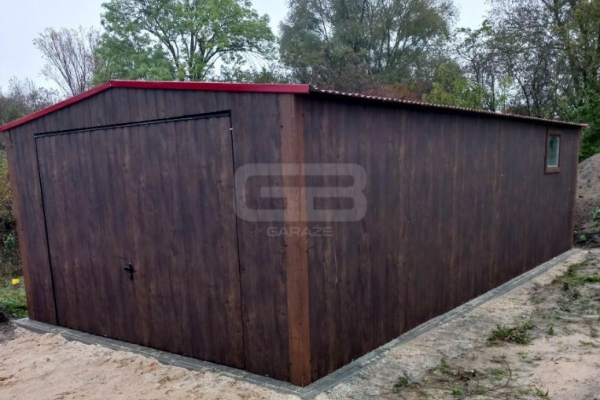 Ogłoszenie - Garaż blaszany 4x8 Brama + okno + drzwi - ciemny orzech drewnopodobny -  Dach dwuspadowy GB172. Zdjęcie 5