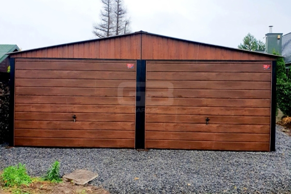 Ogłoszenie - Garaż blaszany 6x7 wolnostojący 2x Brama uchylna - drewnopodobny Dach dwuspadowy GB183. Zdjęcie 5