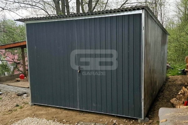 Ogłoszenie - Garaż blaszany 3×5 m – II gatunek – idealny na budowę – wolnostojący – brama – dach jednospadowy GB117. Zdjęcie 2