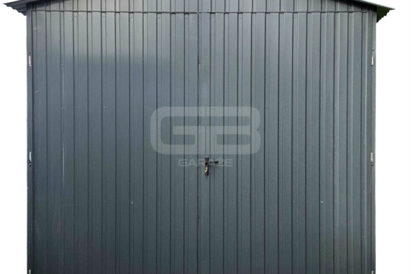 Ogłoszenie - Garaż blaszany 2,5x5m - brama dwuskrzydłowa - wolnostojący - antracyt dach dwuspadowy GB130. Zdjęcie 1
