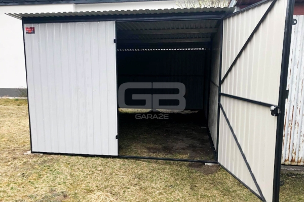 Ogłoszenie - Garaż blaszany 3x5 Brama dwuskrzydłowa Biały  Dach spad w tył GB141. Zdjęcie 3