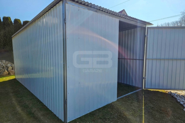 Ogłoszenie - Garaż blaszany 3x5 wolnostojący  - brama dwuskrzdłowa - biały - spad w tył GB143. Zdjęcie 2