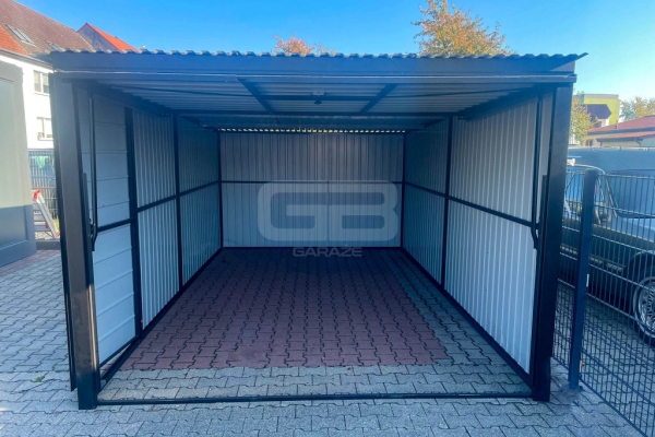 Ogłoszenie - Garaż blaszany 3x5m - Brama uchylna - drzwi - antracyt - dach spad w tył GB145. Zdjęcie 2