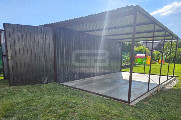 Ogłoszenie - Garaż blaszany 3x5m + wiata 3x5 m - wolnostojący - antracyt - spad w tył GB147. Zdjęcie 3