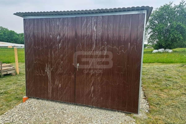 Ogłoszenie - Garaż blaszany 3x5m wolnostojący - brama - ciemny brąz - spad w tył GB148. Zdjęcie 4