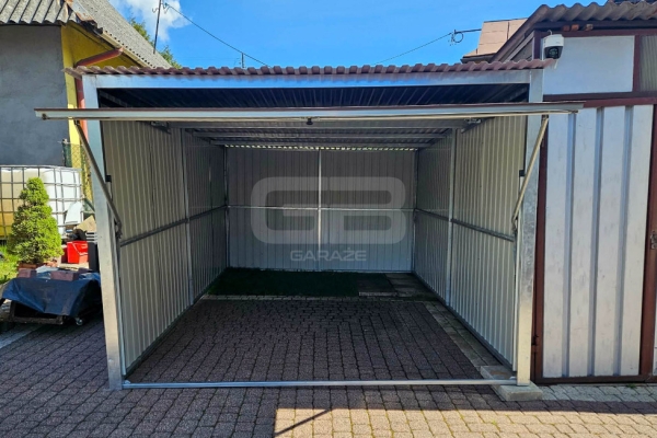 Ogłoszenie - Garaż blaszany 3x5m - wolnostojący - brama uchylna - ciemny brąz - spad w tył GB149. Zdjęcie 4