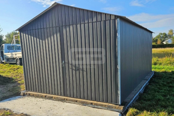 Ogłoszenie - Garaż blaszany 3x6m - wolnstojący - brama dwuskrzydłowa - antracyt dwuspadowy GB155. Zdjęcie 6