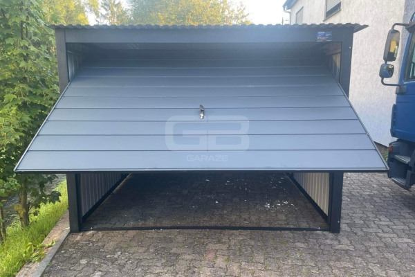 Ogłoszenie - Garaż blaszany 3x7 brama uchylna - okno PCV - antracyt Dach spad w tył GB157. Zdjęcie 4