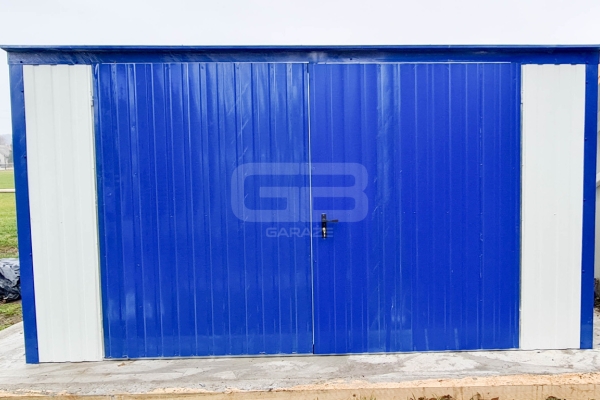 Ogłoszenie - GARAŻ BLASZANY 4m x 5m pion - spad w tył - Brama - niebieski + biały GB159. Zdjęcie 5