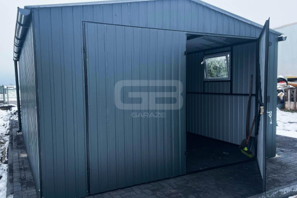 Ogłoszenie - Garaż blaszany 4x5 Brama + okno Antracyt  Dach dwuspadowy GB161. Zdjęcie 3