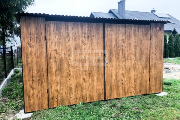 Ogłoszenie - Garaż blaszany 4x6 Brama dwuskrzydłowa Drewnopodobny Dach spad w tył GB168. Zdjęcie 4