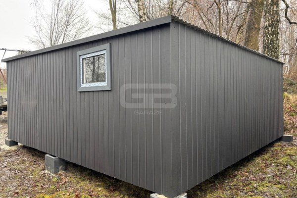 Ogłoszenie - Garaż blaszany 5x6m - brama uchylna - drzwi - okno - antracyt - dach spad w tył GB174. Zdjęcie 2