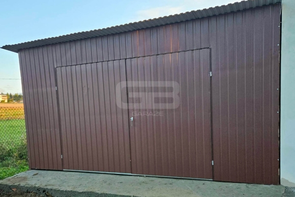Ogłoszenie - Garaż blaszany 5x6m, wolnostojący - brama dwuskrzydłowa - drzwi - okno - spad w tył GB175. Zdjęcie 2