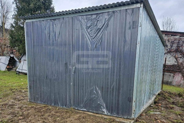 Ogłoszenie - Blaszany garaż 3×5 m II gat – garaż budowlany – wolnostojący – brama – dach spad w tył GB107 OLX. Zdjęcie 4