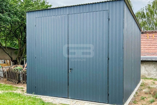 Ogłoszenie - Garaż Blaszany - 4x6m - Brama Dwuskrzydłowa  - Antracyt - Dach spad w tył GB128. Zdjęcie 3