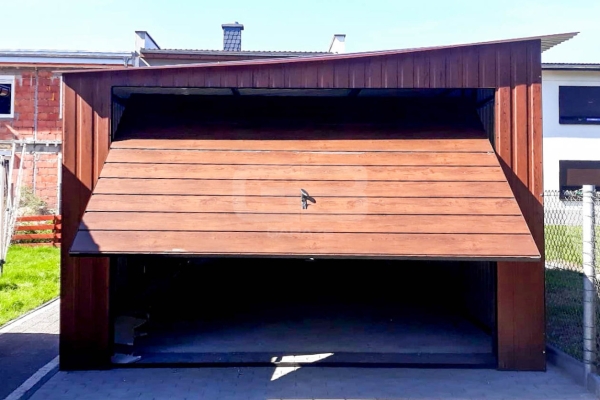 Ogłoszenie - Garaż blaszany 3,5x5 Brama uchylna - kolor drewnopodobny - spad w bok GB131. Zdjęcie 4