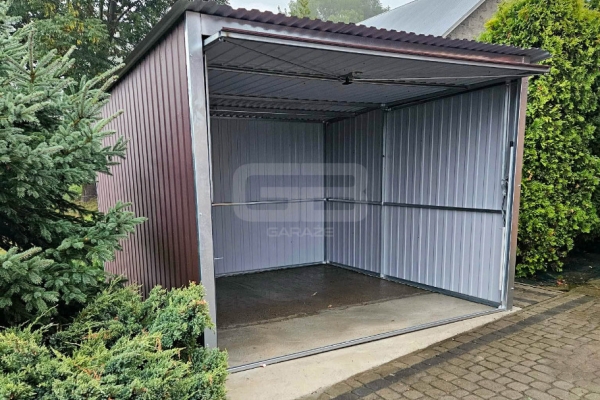 Ogłoszenie - Garaż blaszany 3x4 m - wolnostojący - brama uchylna - ciemny brąz - spad w tył GB134. Zdjęcie 5