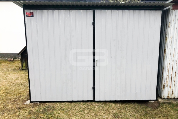 Ogłoszenie - Garaż blaszany 3x5 Brama dwuskrzydłowa Biały  Dach spad w tył GB141. Zdjęcie 4