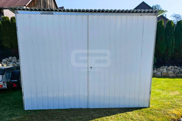 Ogłoszenie - Garaż blaszany 3x5 wolnostojący  - brama dwuskrzdłowa - biały - spad w tył GB143. Zdjęcie 3