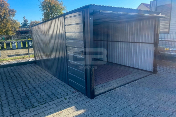 Ogłoszenie - Garaż blaszany 3x5m - Brama uchylna - drzwi - antracyt - dach spad w tył GB145. Zdjęcie 5