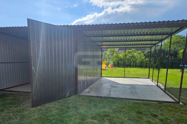 Ogłoszenie - Garaż blaszany 3x5m + wiata 3x5 m - wolnostojący - antracyt - spad w tył GB147. Zdjęcie 2