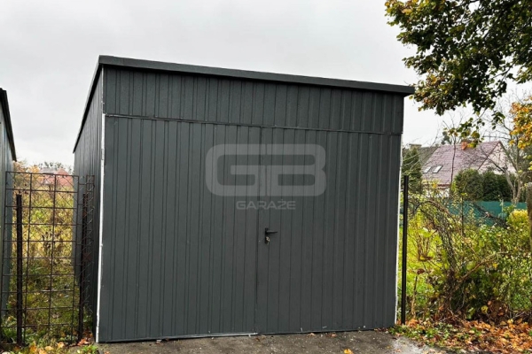Ogłoszenie - Garaż Blaszany 3x6 - Brama Dwuskrzydłowa - Antracyt - dach Spad w tył GB150. Zdjęcie 5