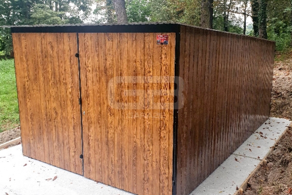 Ogłoszenie - Garaż blaszany 3x6 Brama dwuskrzydłowa - drewnopodobny - spad w tył GB151. Zdjęcie 4