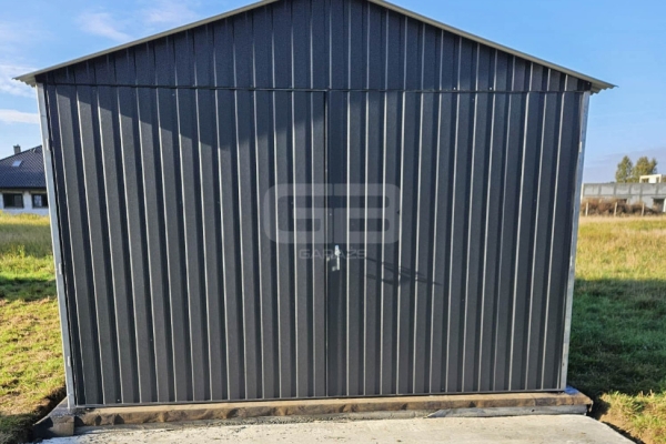 Ogłoszenie - Garaż blaszany 3x6 Brama dwuskrzydłowa - antracyt - dach dwuspadowy GB152. Zdjęcie 2