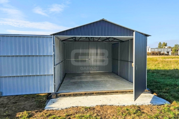 Ogłoszenie - Garaż blaszany 3x6m - wolnstojący - brama dwuskrzydłowa - antracyt dwuspadowy GB155. Zdjęcie 4