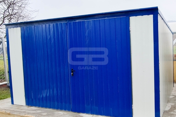 Ogłoszenie - GARAŻ BLASZANY 4m x 5m pion - spad w tył - Brama - niebieski + biały GB159. Zdjęcie 3