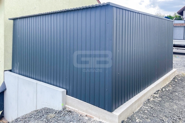 Ogłoszenie - Garaż blaszany 4x5m Brama dwuskrzydłowa - antracyt - dach spad w tył GB163. Zdjęcie 5