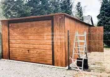 Ogłoszenie - Garaż blaszany 4x7 Brama + drzwi Drewnopodobny  Dach spad w tył GB170. Zdjęcie 2